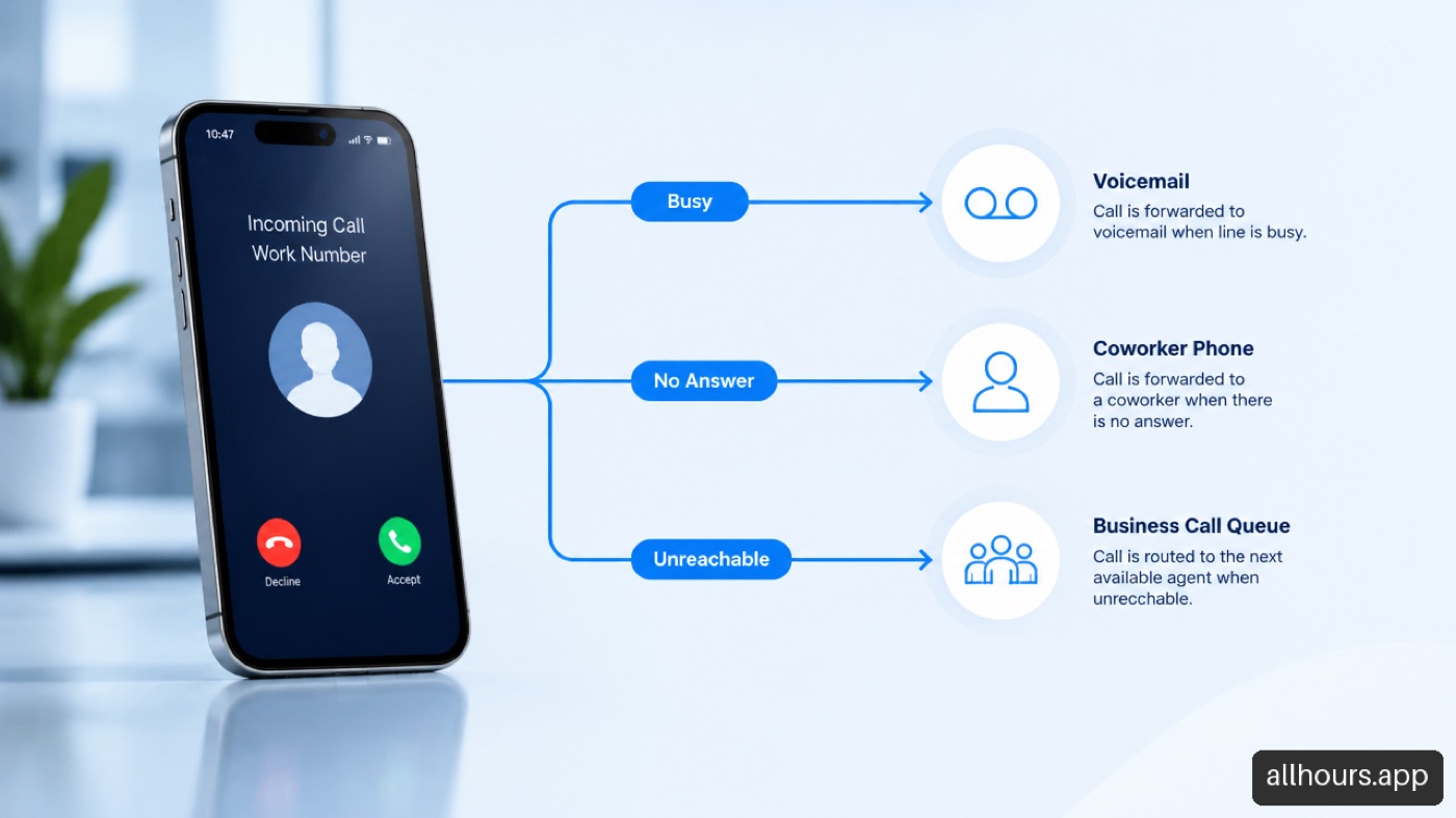 Calls routed by busy, no answer, and unreachable conditional forwarding rules.